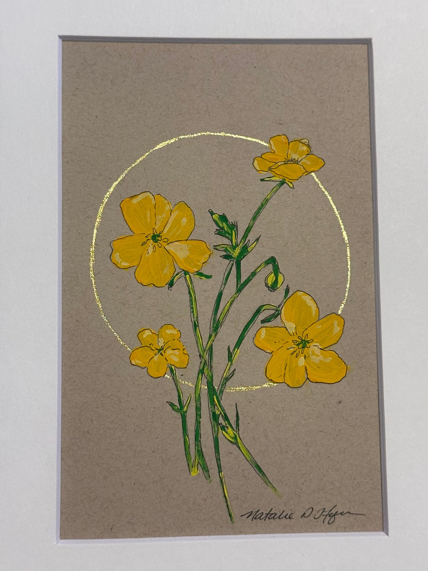 Matted Original Artwork: Buttercups (5x7)