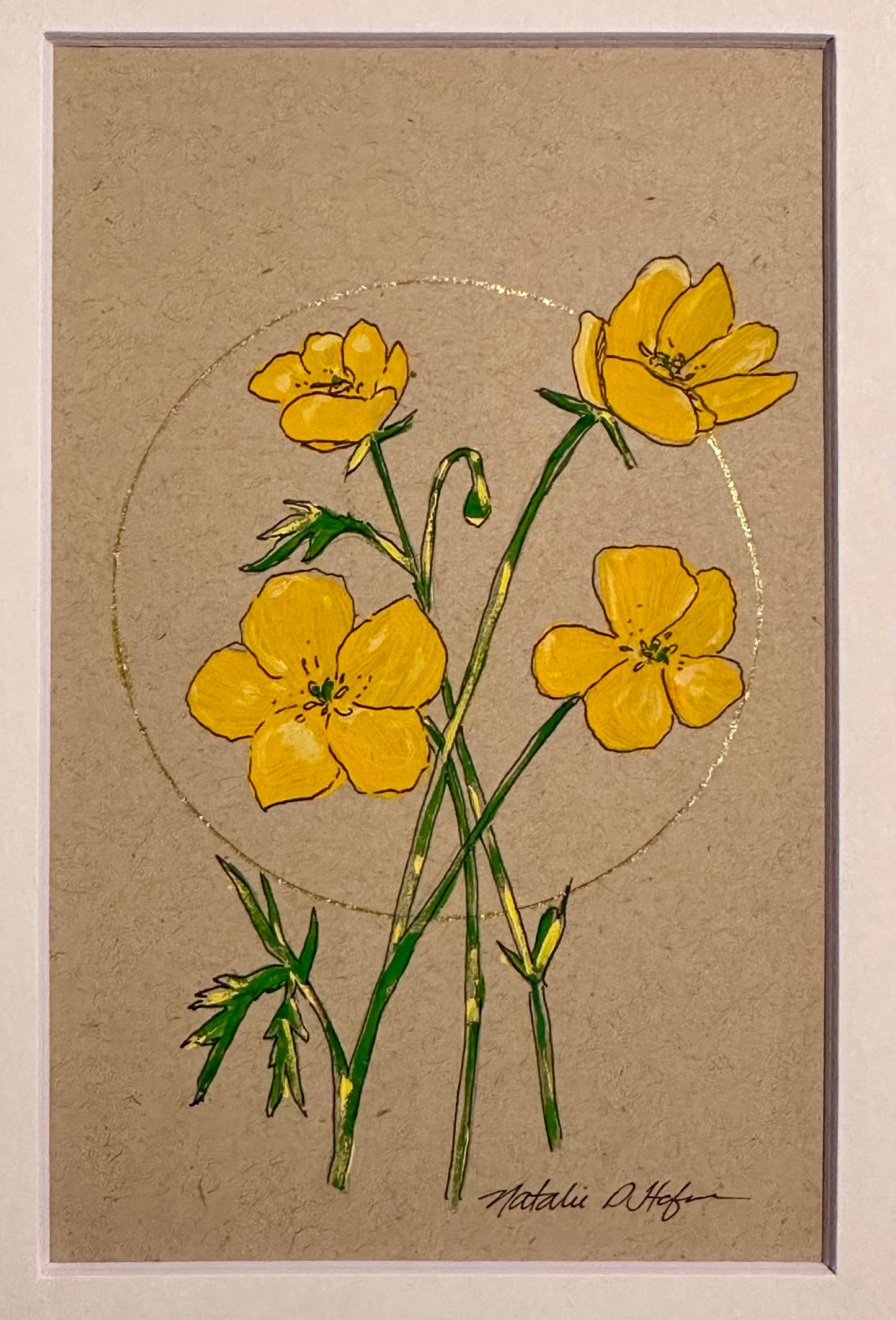 Matted Original Artwork: Buttercups (5x7)
