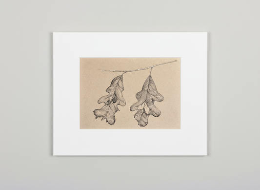 Matted Original Artwork: Pen & Ink Leaves