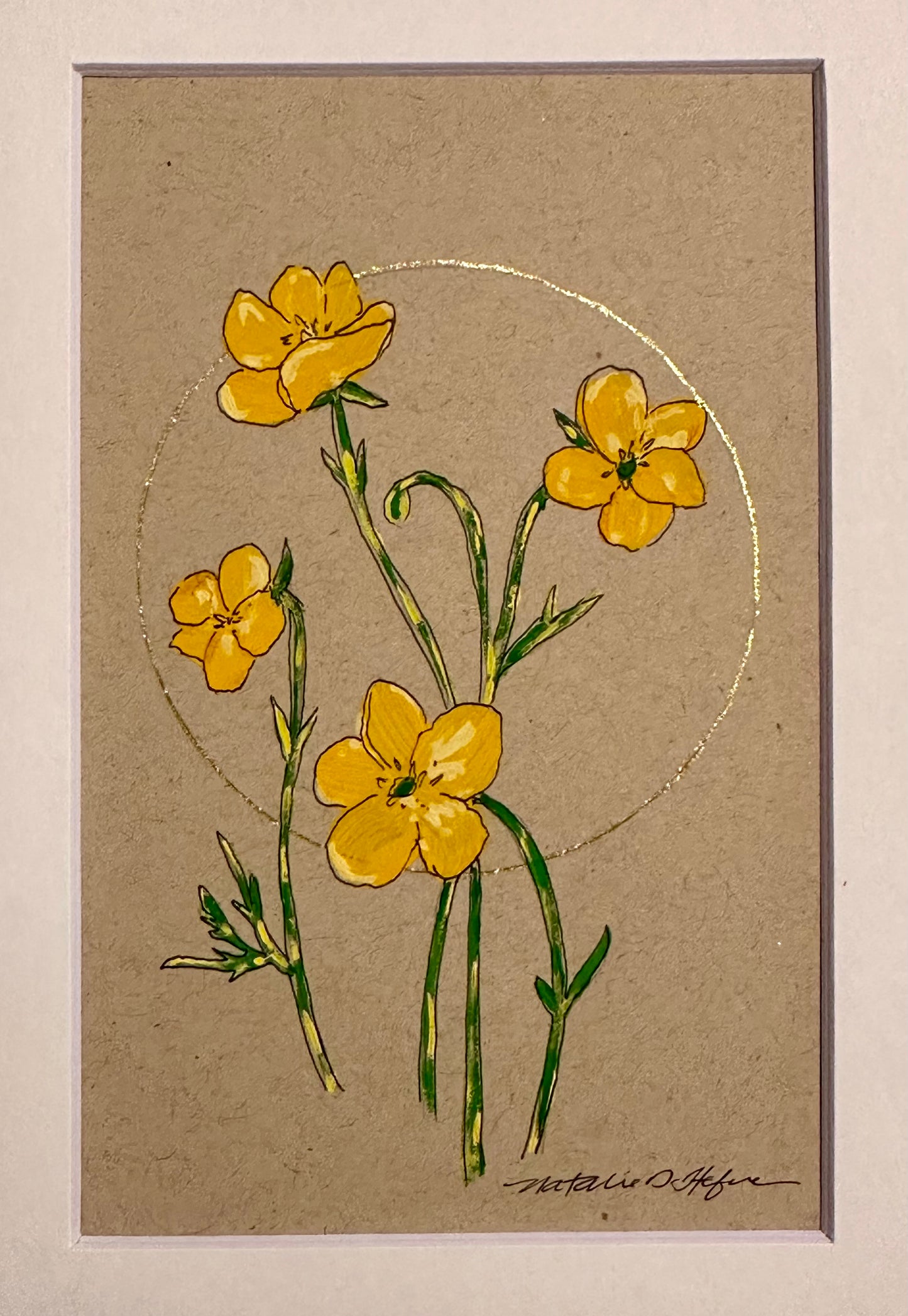 Matted Original Artwork: Buttercups (5x7)
