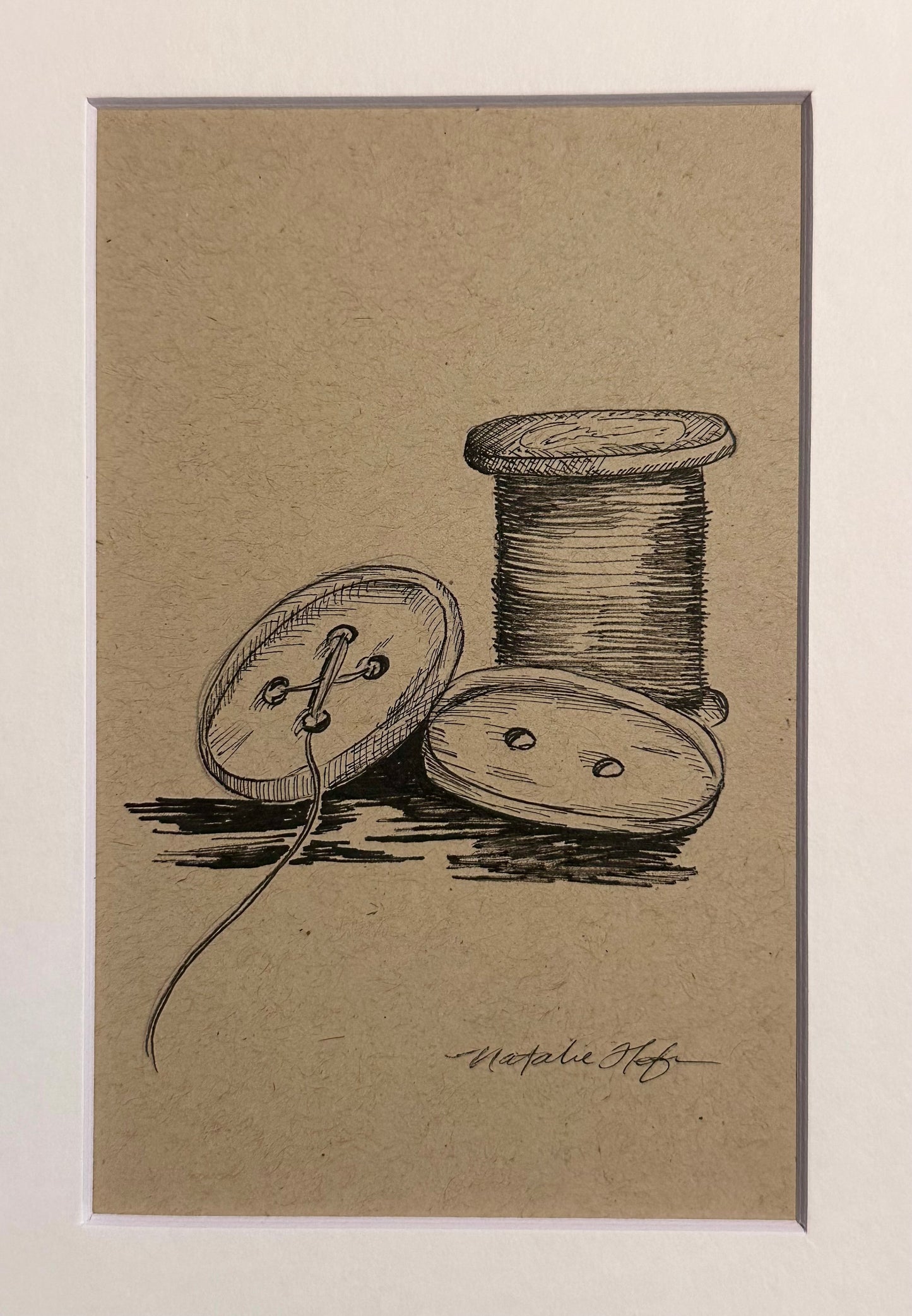 Matted Original Artwork: ‘Button’ (5x7)